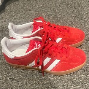 Adidas Gazelle Red and White Suede Sneakers